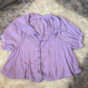 Free People Women's M Lilac Purple Half Sleeve Button Up size M